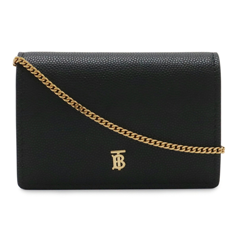 BURBERRY TB Wallet Chain Compact Business Card Holder/Card Case Pass Leather ...